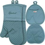 YUTAT Pot Holders and Oven Mitts Sets 4Pcs, Perfect for Kitchen Cooking Baking BBQ, Teal