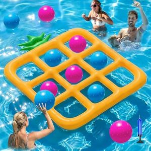 Jasonwell Tic-Tac-Toe Pool Toys Games - Giant Floating Tic Tac Toe Game Float with 10 Balls Pineapple Pool Game Party Toy Floats Yard Field Day Games Outdoor Beach Toys for Adults Teens Kids (Orange)