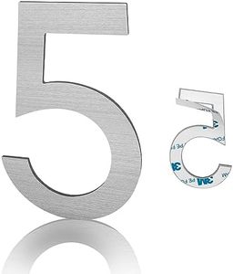 3 Inch Modern House Numbers, Brushed Silver Mailbox Numbers,Stainless Steel Material,Self-Adhesive Number Door Numbers for Apartments Office (5)