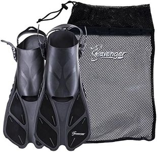 Seavenger Torpedo Swim Fins | Travel Size | Snorkeling Flippers with Mesh Bag for Women, Men and Kids (Black, L/XL)