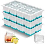 VEHHE Ice Cube Tray with Lid, Large Ice Cube Moulds for 24 Ice Cubes, Flexible Silicone Ice Cube Tray Easy Release, 3pcs Easy Stack Reusable Ice Trays for Freezer, for Whisky, Cocktails, Drinks