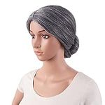 MapofBeauty 10 Inch/25 cm Grandmother Hair Elderly Lady Costume Granny wig With Bun Wig (Dark Grey)