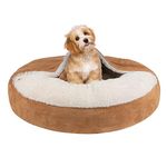 MICOOYO Cozy Cave Dog Bed, Burrowing Dog Beds with Blanket Attached, Snug BeanBag Style Hooded Pet Cuddler Bed for Dogs and Cats, Medium, Wheat