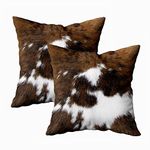 TOMWISH 2 Packs Hidden Zippered Pillowcase Christmas Cowhide Accent Printing 18X18Inch,Decorative Throw Custom Cotton Pillow Case Cushion Cover for Home