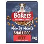 BAKERS Meaty Meals Small Dog Beef Dry Dog Food 1kg, (Pack of 4)