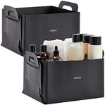 Juvale 2 Pack Faux Leather Foldable Storage Bins with Handles, Collapsible Baskets for Home Organization (Black, 10 x 6.5 In)