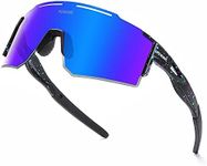 Polarized Cycling Sunglasses Double Wide Polarized Mirrored for Running Golf Fishing Hiking Baseball Running Glasses for Cycling Men Women (KD-C6)