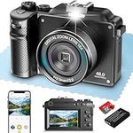 Digital Camera,4K 48MP Autofocus Video Camera with Wide Angle & Macro Lens 18X Zoom Dual-lens Selfie Function,Powerful Travel Camera for Photography with Wifi & 32G Card for Tiktok YouTube Vlogging