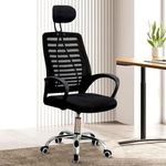 Casa Copenhagen,Mesh Office Desk Chair,Rocking Chairs Ergonomic Computer Chair Adjustable High with Headrest and Comfortable Armrest Swivel Chair -Raven Black & Black Handle