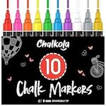 Liquid Chalk Markers (10 Pack) with Gold & Silver - Bold Dry Erase Marker Pens for Blackboard, Windows, Chalkboard Signs, Bistro - 6mm Reversible Tip - 50 Chalk Labels included