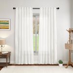 Belinna Light Filtering Semi Sheer Curtains Back Tab, Off White Linen Textured Curtain Panel Drapes 96 Inches Long, Modern Stylish Two Pages Window Curtains for Bedroom Decor 2 Panels Set, Cream/Ivory