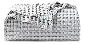 Bedsure Cooling Cotton Waffle Twin XL Blanket - Lightweight Breathable Blanket of Rayon Derived from Bamboo for Hot Sleepers, Luxury Throws for Bed, Couch and Sofa, Grey, 66x90 Inches