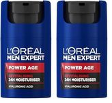 NEW L'Oréal Men Expert Power Age Moisturiser, Hydrating & Revitalising Hyaluronic Acid Moisturiser for Men, designed for Ageing, Dry & Dull Skin 50ml (Pack of 2)