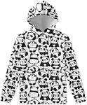 WELLFLYHOM Youth Kids Hoodies for Teens Girls with Pockets Boys Pullover Hooed Sweatshirt Long Sleeve Tops Age 6-16 Years Old, Panda, 11-13 Years