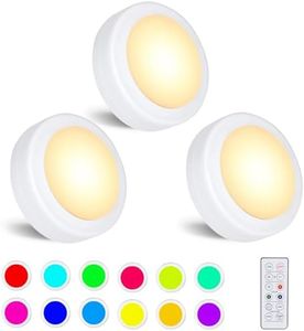 WUYOR Wireless Under Cabinet Lights with Remote 3 Pack – 16 LED Colour Changing Under Cabinet Touch Control, Battery Operated, Kitchen Lights with Adjustable Brightness, Under Counter Push Lights