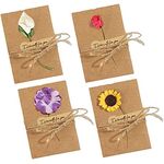 Maydahui 40PCS Vintage Kraft Handmade Greeting Wish Card with Dried Flower,Hemp Rope,Envelope Used as Thank You Notes,Party Invitation Card (Small - 4 X 3 Inches)