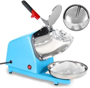 YOPOWER Electric Ice Crusher, 65KG/hr Electric Shaved Ice Machine, Stainless Steel Snow Cone Maker with Cover and Bowl for Home Use, Blue