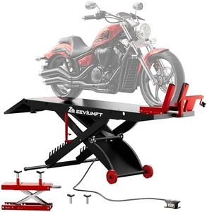 ZEEVIUMFT 1500 LB Motorcycle Lift Table, Heavy-Duty Air/Hydraulic 24" Wide Platform, Stand-Up Ergonomic Installation, Bonus Motorcycle Jack, Fits Harley, Indian & Custom Bikes