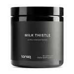 Toniiq 25,000mg 50x Concentrated Milk Thistle Extract - Milk Thistle 500mg Per Serving - 80% Silymarin - Bioavailable Silymarin Milk Thistle Supplement Capsules - 90 Vegetarian Caps