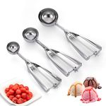 JMGO 3pcs Cookie Scoop Set Stainless Steel Ice Cream Scoop with Trigger Release Include 1 Tbsp/ 2 Tbsp/ 3Tbsp Cookie Dough Scoop for Baking