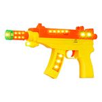 WISHKEY Plastic Musical Toy Gun for Kids, Sound Toy with Infrared Laser Light Effects, Pretend Play Vibrating Laser Gun Toy with Muzzle Movement, Yellow, 4+ Years, (Pack of 1)