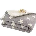 BRANDONN Wool Newborn Wrapper Cum Baby Blanket (Grey Star)