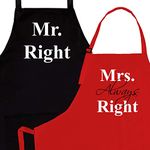 Prazoli His and Her Aprons - Mr Right Mrs Always Right Couples Engagement Gift, Cute Bridal Shower Gift Anniversary Wedding Registry Items & Decoration, Housewarming Gifts For New Home Newlywed Gift