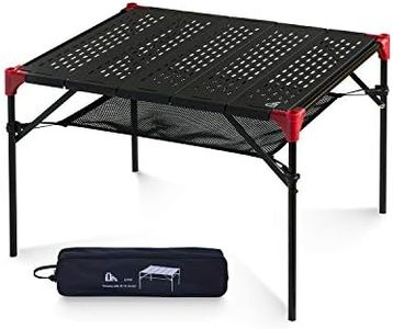 iClimb Extendable Folding Table Large Tabletop Area Ultralight Compact with Hollow Out Tabletop and Carry Bag for Camping Backpacking Beach Concert BBQ Party, Three Size (Black - L)