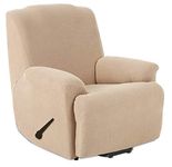 TIANSHU Stretch Recliner Covers, Recliner Chair Slipcovers,1 Piece Furniture Cover For Recliner Couch Cover With Remote Pocket (Recliner, Sand)