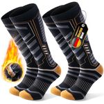 PULIOU Merino Wool Ski Socks, Cold Weather Socks for Snowboarding, Snow, Winter, Thermal Knee-high Warm Socks, Hunting 2 pairs(Black,M)