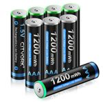 CITYORK 8 Pack 1.5v AAA 1200mWh Lithium Rechargeable Batteries Low Self Discharge