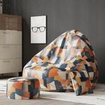 ComfyBean Bag with Beans Filled XXXXL Bean Bag- Full Printed Bean Bag Sofa with Cushion and Footrest - Official : Oreka Home Bean Bag - Comfort Level : Standard - (Theme : Versatile Ventures)