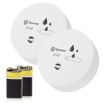 Geevon 2 Pack Water Leak Detectors, 100dB Water Sensor Alarm Flood Detection Water Alarms for Basements, Bathrooms, Laundry Rooms, Kitchens, Garages, and Attics, Battery-Operated (Battery Included)