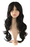 MapofBeauty Cosplay Costume Long Curly Hair Wig Ladies Synthetic Wig (Black)