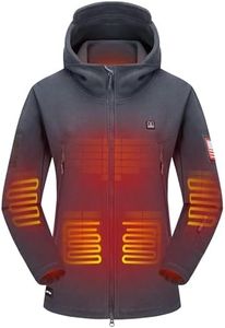 DEWBU Heated Jacket Polar Fleece with 12V Battery Pack Soft Fleece Electric Heating Hoodie for Women, Grey, S