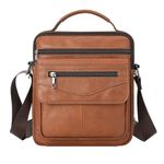 Mens Crossbody Bag, Henmifyer Genuine Leather Messenger Shoulder Bag for Women Men Purse Travel Work Business (Brown1)