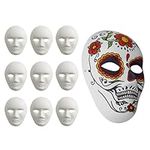 MATANA - 10 White Full Face Masks, 24x18cm - Rigid Paper Plain Masks for Kids or Adults Unisex, Perfect for Arts & Crafts, DIY Costume Halloween Party