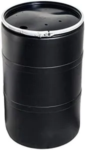Hydrofarm Active Aqua DRM58T 55 Gallon Drum Hydroponic Reservoir with Pre-Drilled Holes Cover Lid and Bolt Ring Closure, Black