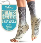 Tucketts Crew Toeless Non-Slip Grip Socks - Anti Skid Yoga, Barre, Pilates, Home & Leisure, Pedicure - L/XL - 1 pair Ellas Dip Dye