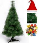 Taulix 3 Feet Christmas Tree With 12 pc Mix Assorted Decoration Ornaments and Free Santa Red Cap
