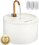 MISFANS Ceramic Cat Water Fountain, 2.1L/71oz Pet Fountain, Automatic Ceramic Drinking Fountain for Cats, Water Fountain Indoor with Ultra-Quiet Pump and Filter & Sponge (White)