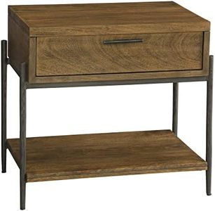 Hekman Bedford Park Drawer Nightstand - End Table for Living Room, Rustic Side Table for Bedroom, Single Drawer and Shelf, Solid Wood, Iron Base, Storage for Home, for Living Room & Bedroom Furniture