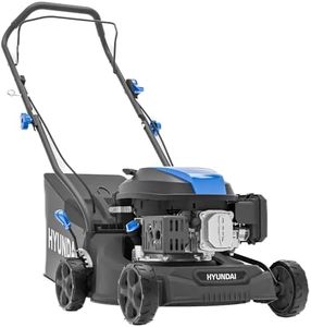 Hyundai Petrol Lawn Mower, 16'' 39cm Cutting Width, 131cc Engine, 35L Collection Bag and Rear Discharge, Hand Push, Black Edition