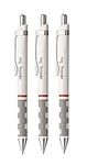 rOtring Tikky Ballpoint Pens with Rubberised Grip - Pack of 3 - White Barrel - Blue Ink