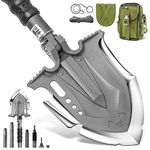 Zune Lotoo Survival Shovel Multitool 28 in 1 Luxury Kit Tactical Camping Folding Shovel Unbreakable Martensitic Steel Adjustable 7 Angles 24-35.4'' Length Compact Gear for Outdoor Hiking Emergency