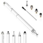 Capacitive Stylus Pen with Ballpoint Pen Writing,Penyeah 4-in-1 Touch Screen Stylus-Writing Pen & Disc Tip & Mesh Fiber Tip & Rubber Tip,Universal Stylus Pen for Touch Screen Devices-White