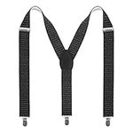 Beaface Braces for Men Trousers with 3 Strong Clips, Men Braces Y Shape Elastic Adjustable, Mens Suspenders Braces Business Wedding Casual (Black White Dot)