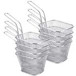 DECARETA Chip Serving Frying Baskets Mini Chip Baskets with Handle 8Pcs Chef Chrome Fry Basket Set,Stainless Steel French Fry Cooking Tapas Food Presentation Gadget Tool