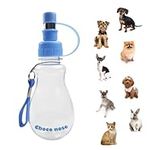 Choco Nose Patented Portable No-Drip Travel Water Bottle/Feeder for Dogs/Puppies/Cats/Rabbits and Other Small Sized Animals -8 oz. Leak-Proof Nozzle 16mm, Blue (H258)