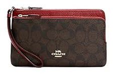 Coach Signature PVC Double Zip Wallet, Im/Brown 1941 Red, Wrist Wallet